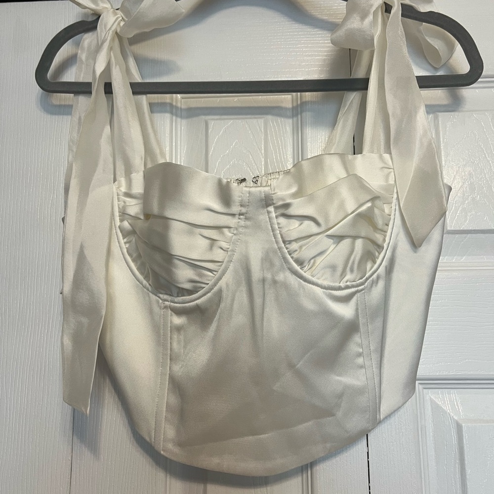 Elegant White Satin Women's Top
